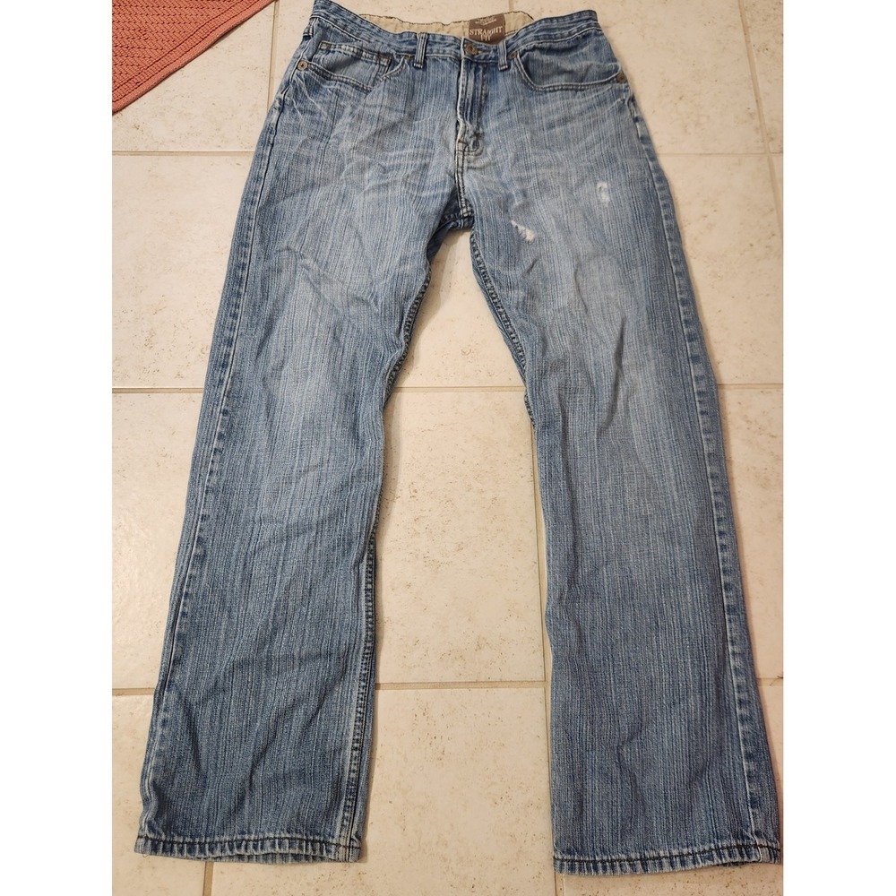 Wrangler 1947 Jeans Co Mens Straight Fit Light Wash Denim Jeans 34x32
